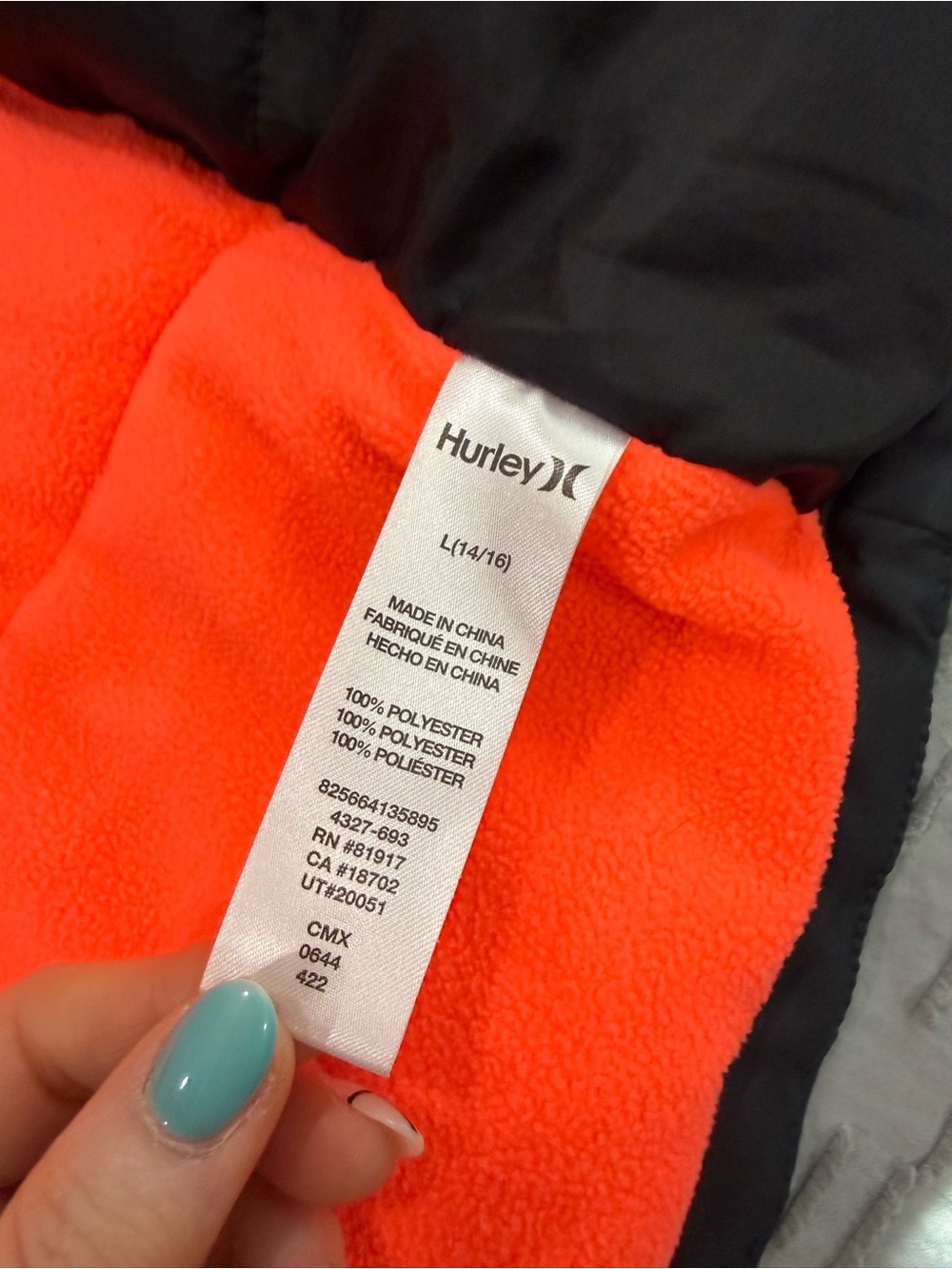Hurley Black & Gray Snow Jacket with Orange Trim - Picture 8 of 14